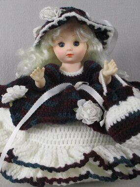 Handmade Bed Doll Wine Red & Blue Collectible  Style Soft